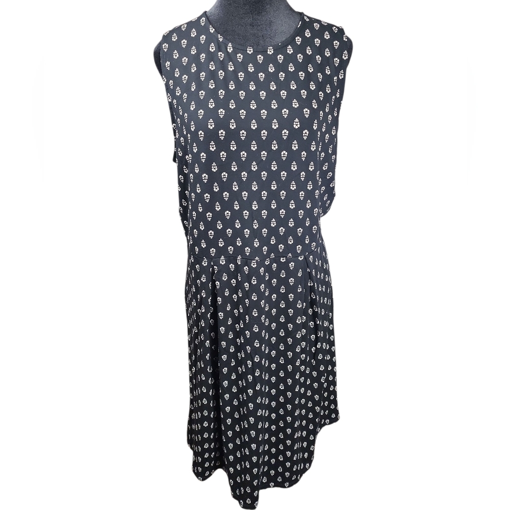 J. JILL | Neutral Classic Black White Geometric Midi Dress Capsule‎ Staple | M